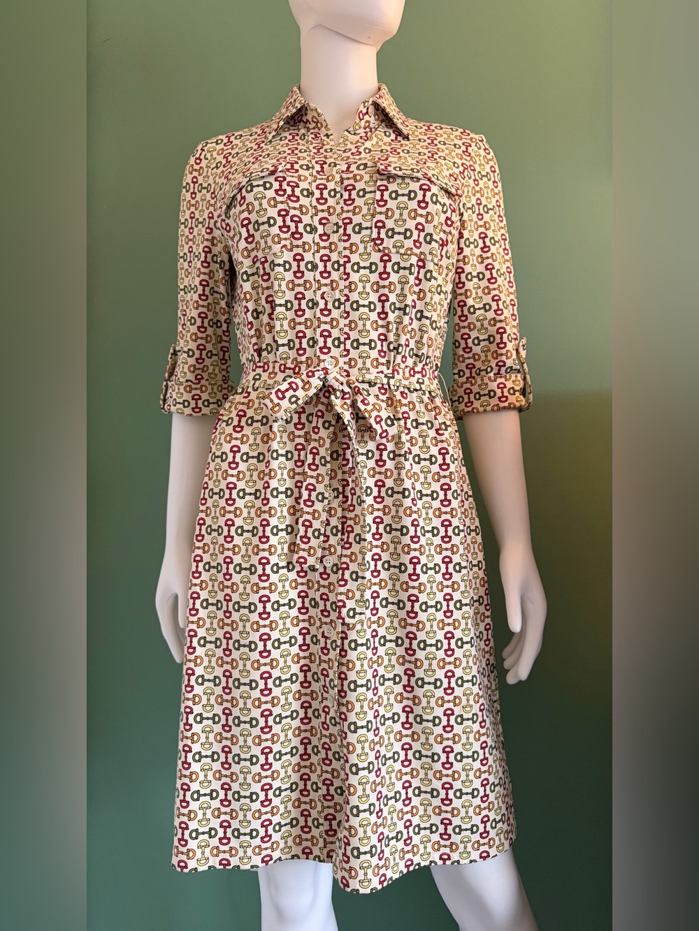 J. McLaughlin Catalina Cloth Equestrian Horse bit Shirt Dress